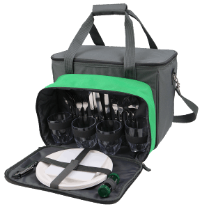 Сумка-холодильник для напитков с набором посуды (4 чел). Сумка-холодильник (24,5 л) 1 шт, стакан 4 ш