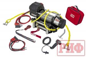 Лебёдка переносная РИФ 9000U, c квадратом для фаркопа, стальной трос (облегченная)