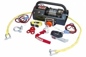 Лебёдка переносная РИФ 3500A c малой площадкой и проводами (в сборе) стальной трос