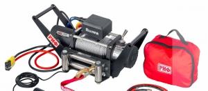 Лебёдка переносная РИФ 10000S c площадкой в квадрат для фаркопа и проводами (стальной трос)