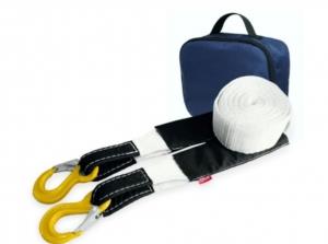 Ремень буксировочный эластичный Tplus 7 т 5 м серия Туризм Крюк/Крюк + сумка (синий)