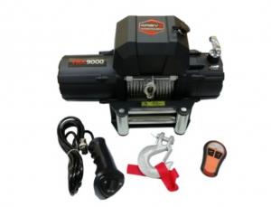 Лебедка автомобильная 4REVO 9000 12V с узким барабаном, стальным тросом и пультом радиоуправления