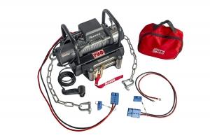 Лебёдка переносная РИФ 6000S c площадкой на цепях и проводами (в сборе) стальной трос