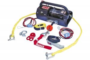 Лебёдка переносная РИФ 2500ASR c малой площадкой и проводами (в сборе) синтетический трос