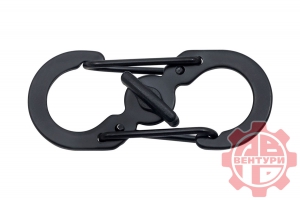 Карабин s-образный с блокировкой 36мм (black)