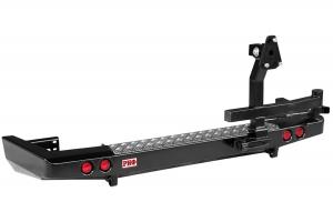 Бампер РИФ силовой задний УАЗ Патриот 2015+ c фонарями и калиткой без фаркопа, лифт 65 мм