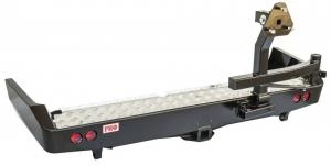 Бампер РИФ силовой задний Toyota Land Cruiser 80 с квадратом под фаркоп, калиткой и фонарями (уцен.)