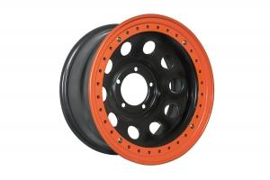 Диск усиленный УАЗ стальной черный 5x139,7 8xR17 d110 ET-19 с бедлоком (оранжевый)