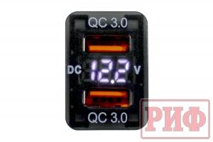 Розетка USB 2 QC 3.0 с вольтметром для Toyota 32x20