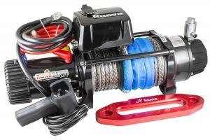 Лебёдка электрическая 12V Runva 9500 lbs 4350 кг влагозащищенная, синтетический трос, пневмороспуск