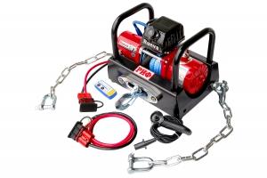 Лебёдка переносная РИФ 9.5XS c площадкой на цепях и проводами (в сборе) корот. барабан, синт. трос