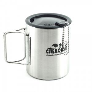 Термокружка "СЛЕДОПЫТ", с крышкой, складные ручки, 280 мл