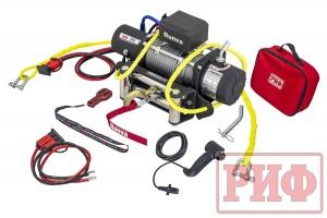 Лебёдка переносная РИФ 9500S c квадратом для фаркопа, (стальной трос) облегченная