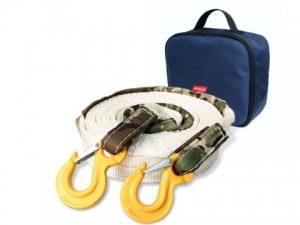 Ремень буксировочный эластичный Tplus 12 т 5 м серия Туризм Крюк/Крюк + сумка (синий)