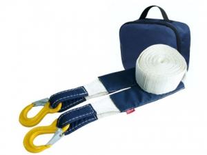 Ремень буксировочный эластичный Tplus 4.5 т 5 м серия Туризм Крюк/Крюк + сумка (синий)