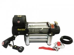 Лебёдка автомобильная электрическая 4x4 9500Lbs (4300кг) Мотор 9 л/с (12V) Черная. Стальной трос