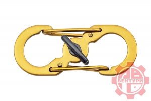 Карабин s-образный с блокировкой 36мм (gold)