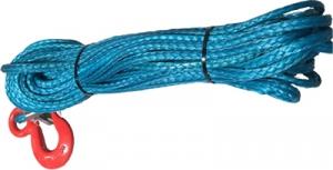 Трос синтетический для лебедки RusArmor 10мм с крюком (25м) синий пропитка