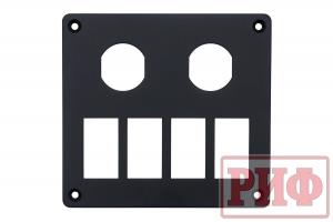 Панель переключателей монтажная два отверстия приборов, четыре отверстия переключателей, 129х120х3 m